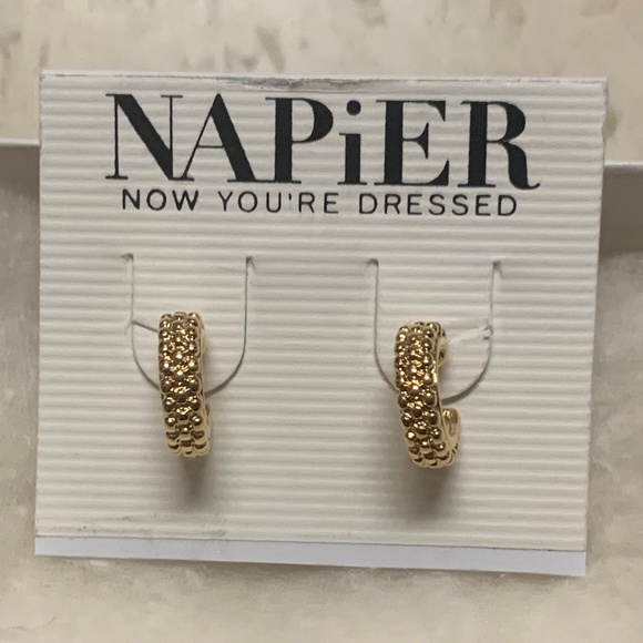 Napier Gold Mini Hoop Earrings - Picture 1 of 5